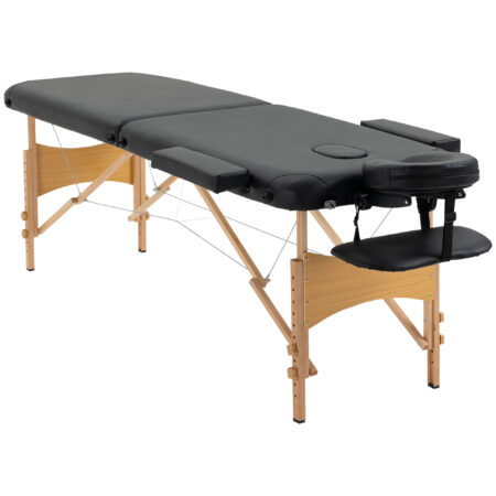 Massageliege klappbar höhenverstellbar Kunstleder Holz schwarz