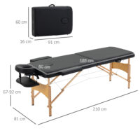Massageliege klappbar höhenverstellbar Kunstleder Holz schwarz