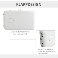Klappbare Massageliege, höhenverstellbar, perfekt für Spa- und Salonanwendungen, in elegantem Weiss.