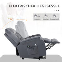 Massagesessel mit Aufstehhilfe und 8 Massagepunkten grau