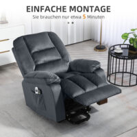 Massagesessel mit Aufstehhilfe und 8 Massagepunkten grau
