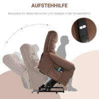 Massagesessel elektrisch mit Aufstehhilfe und Liegefunktion braun