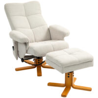 Massagesessel mit Liegefunktion und Fusshocker cremeweiss