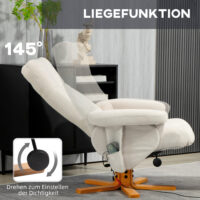 Massagesessel mit Liegefunktion und Fusshocker cremeweiss