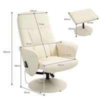 Massagesessel mit Hocker und Vibrationsfunktion cremeweiss