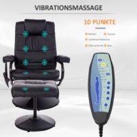 Massagesessel elektrisch mit Hocker und Liegefunktion schwarz