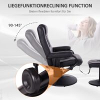 Massagesessel elektrisch mit Hocker und Liegefunktion schwarz