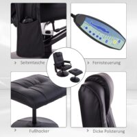 Massagesessel elektrisch mit Hocker und Liegefunktion schwarz