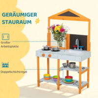 Matschküche Outdoor für Kinder mit Herd und Spüle aus Holz