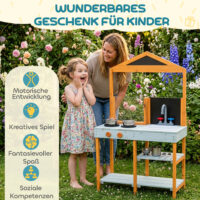 Matschküche Outdoor für Kinder mit Herd und Spüle aus Holz