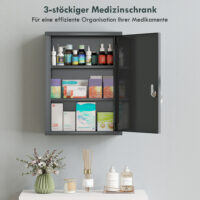 Medizinschrank abschliessbar zur Wandmontage aus Stahl grau