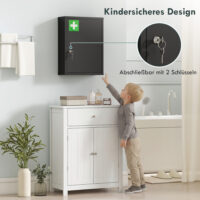 Medizinschrank abschliessbar zur Wandmontage aus Stahl schwarz
