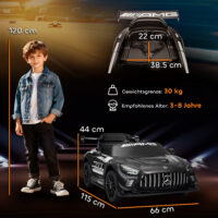 Mercedes Elektroauto für Kinder 12V mit LED Musik und Hupe schwarz