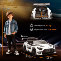 Elektroauto Mercedes für Kinder 12V mit Musik LED-Licht und Hupe weiss
