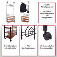Metall-Garderobe Oshawa 186x65x34cm
