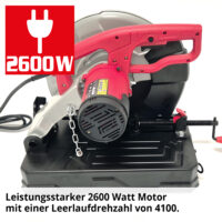 Metall-Kappsäge und Gehrungssäge mit 2600 Watt und 355-mm-Scheibe