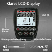 Metalldetektor wasserdicht faltbar mit LCD und Zubehör