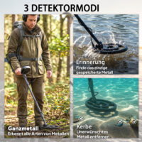 Metalldetektor wasserdicht mit LCD-Display Kopfhörer und Schaufel