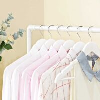 Metallgarderobe Kleiderständer mit 2 Stangen Weiss.