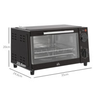 Mini-Backofen mit Grillrost Backblech und Timer 9L schwarz
