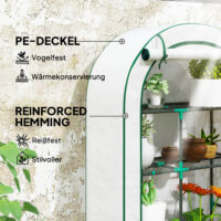 Mini-Gewächshaus 4 Ebenen tragbar mit Rolltür für Balkon Garten