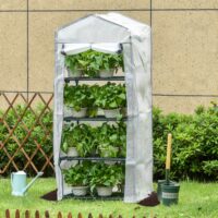 Foliengewächshaus Mini Gewächshaus mit 4 Regalen für Pflanzen