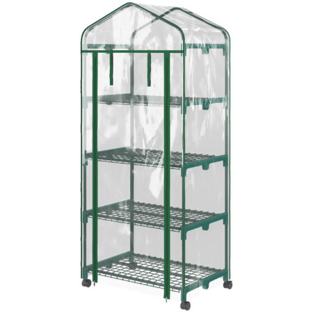 Mini Gewächshaus mit 4 Regalfächern für Balkon und Garten
