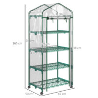 Mini Gewächshaus mit 4 Regalfächern für Balkon und Garten