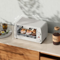 Mini-Ofen Toasterofen mit Timer 10L cremeweiss