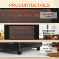 Ein schwarzer Minibackofen und Heissluftofen 3-in-1 mit 20 Litern Fassungsvermögen, Umluftfunktion und bis zu 220 Grad Celsius.
