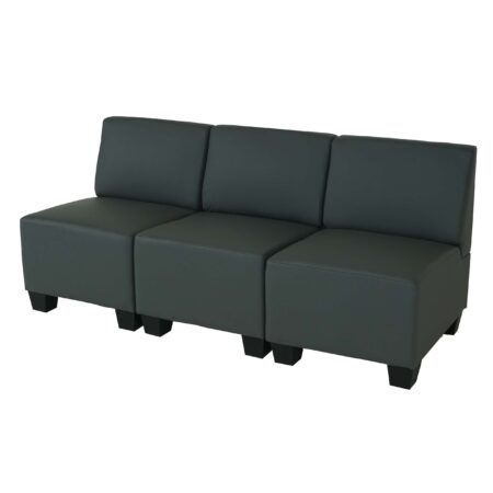 Modular 2-Sitzer Sofa Couch Lyon Kunstleder dunkelgrau ohne Armlehnen