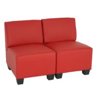 Modular 2-Sitzer Sofa Couch Lyon Kunstleder rot ohne Armlehnen