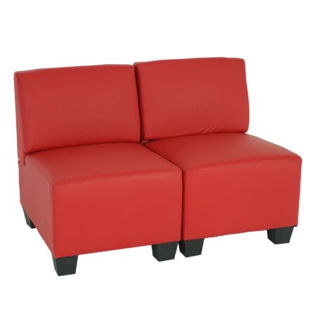 Modular 2-Sitzer Sofa Couch Lyon Kunstleder rot ohne Armlehnen