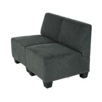 Modular 2-Sitzer Sofa Couch Lyon Stoff anthrazit-grau ohne Armlehnen