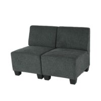Modular 2-Sitzer Sofa Couch Lyon Stoff anthrazit-grau ohne Armlehnen