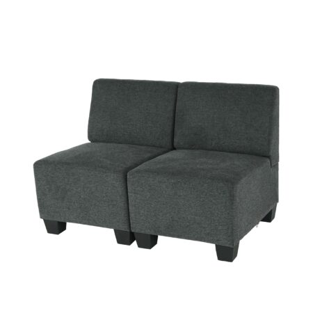 Modular 2-Sitzer Sofa Couch Lyon Stoff anthrazit-grau ohne Armlehnen