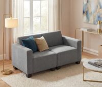 Modular 2-Sitzer Sofa Couch Lyon Stoff grau
