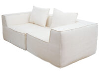 Modular 2-Sitzer Sofa aus Stoff 194x97cm creme