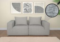 Modular 2-Sitzer Sofa aus Stoff Loungesofa hellgrau