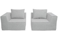 Modular 2-Sitzer Sofa aus Stoff Loungesofa hellgrau
