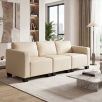 Modular 3-Sitzer Sofa Couch Lyon Kunstleder creme