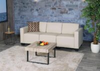 Modular 3-Sitzer Sofa Couch Lyon Kunstleder creme