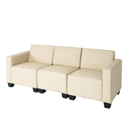 Modular 3-Sitzer Sofa Couch Lyon Kunstleder creme