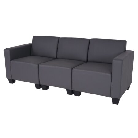 Modular 3-Sitzer Sofa Couch Lyon Kunstleder dunkelgrau