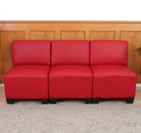 Modular 3-Sitzer Sofa Couch Lyon Kunstleder rot ohne Armlehnen