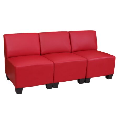 Modular 3-Sitzer Sofa Couch Lyon Kunstleder rot ohne Armlehnen
