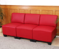 Modular 3-Sitzer Sofa Couch Lyon Kunstleder rot ohne Armlehnen