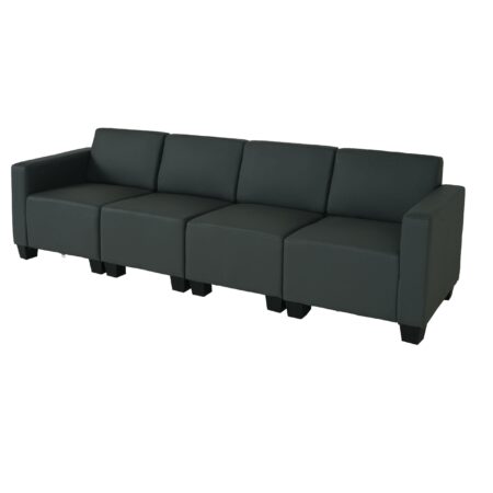Modular 4-Sitzer Sofa Couch Lyon Kunstleder dunkelgrau