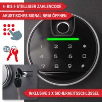 Kompakter Möbeltresor mit Fingerabdrucksensor für sichere Aufbewahrung von Wertsachen und Dokumenten.