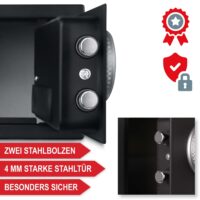 Kompakter Möbeltresor mit Fingerabdrucksensor für sichere Aufbewahrung von Wertsachen und Dokumenten.